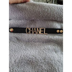 Sassy Black and Gold faux Leather cuff snap adjustable Bracelet up to size 7.5 w